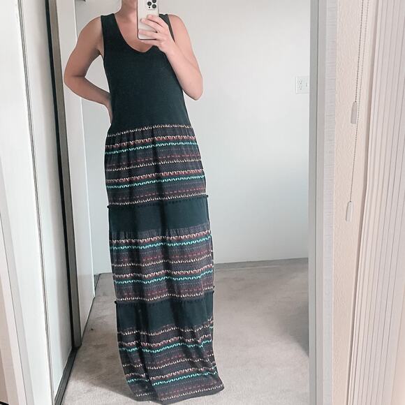Free People Tiered Maxi Dress Pom Trim Striped Sleeveless Dress Small - Picture 9 of 11